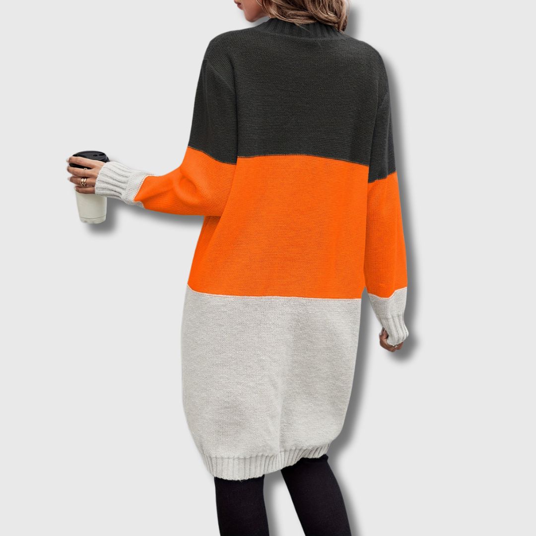 Astrid | Lang Cardigan med Moderne Lommer