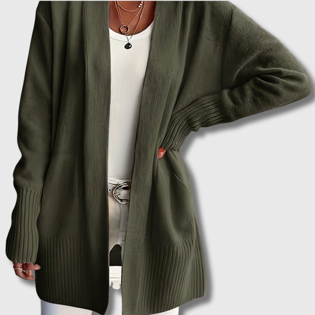 Hjørdis | Lang Cardigan med Åpen Front
