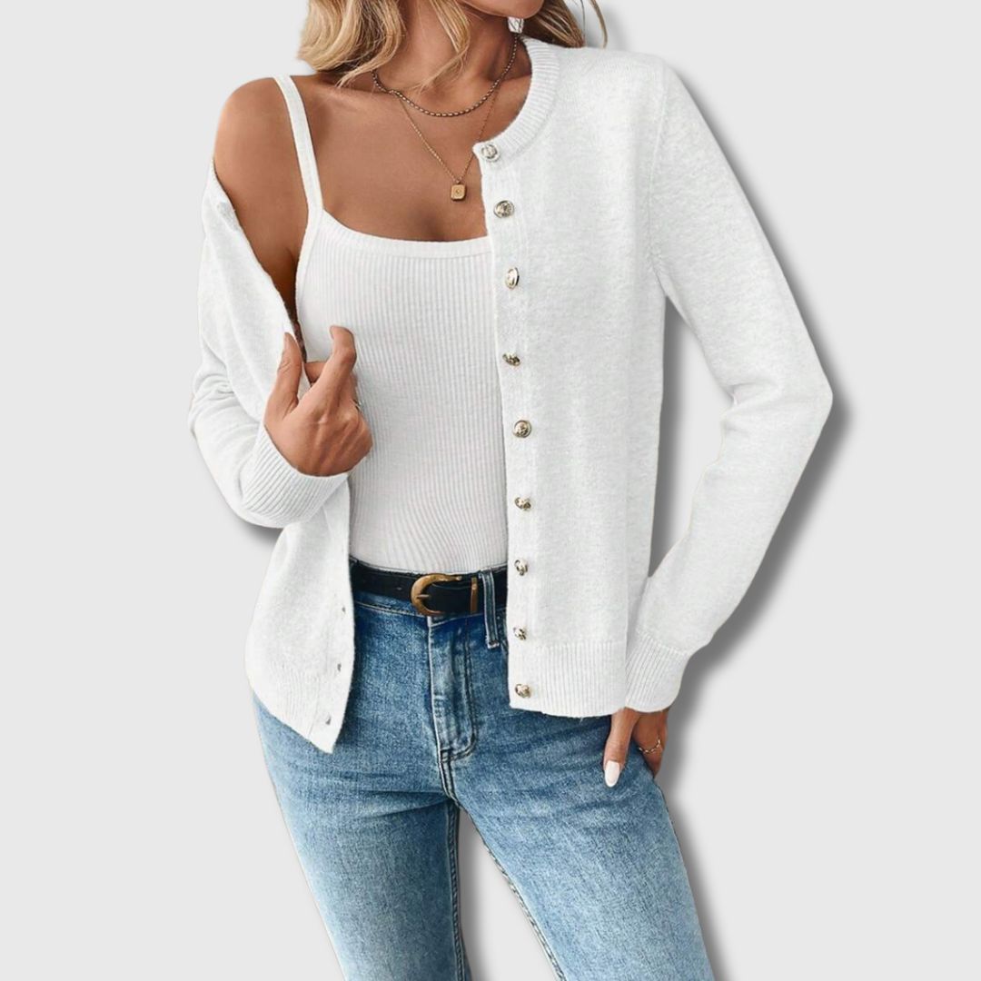 Johanne | Klassisk Cardigan med Perleknapper