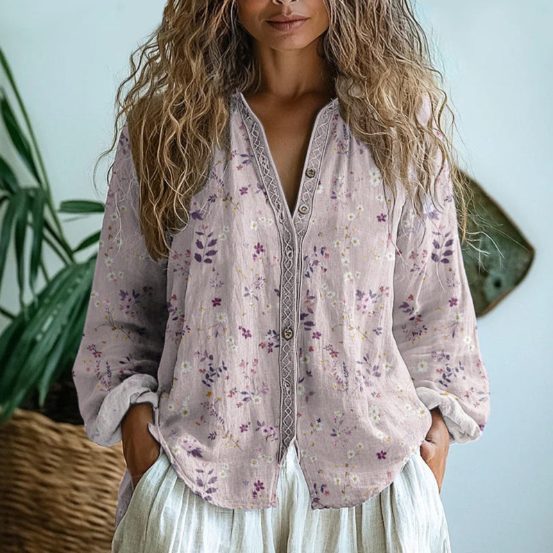 Eivina | Bohemsk Bluse med Unikt Mønster