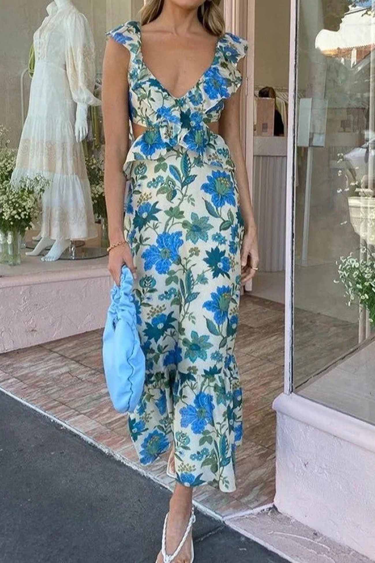 Ariella - Blomstrete Volangkjole