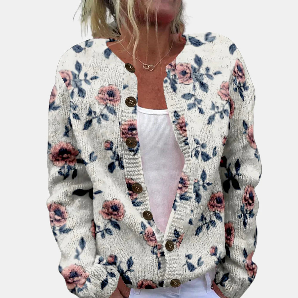 Blanche | Chic Rose Print Cardigan