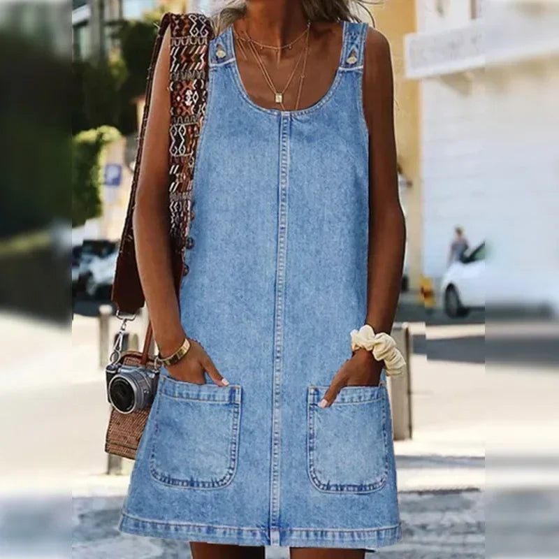 Petra | Praktisk og Lett Denim Sommerkjole
