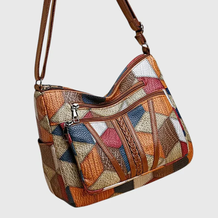 Maya | Unik Skulderveske med Patchwork-Detaljer