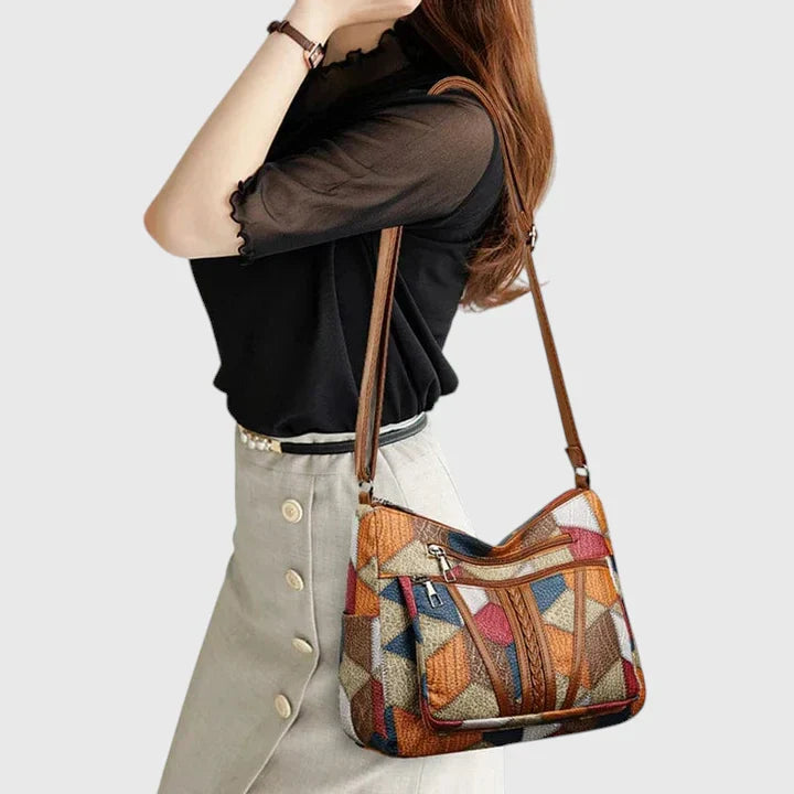 Maya | Unik Skulderveske med Patchwork-Detaljer