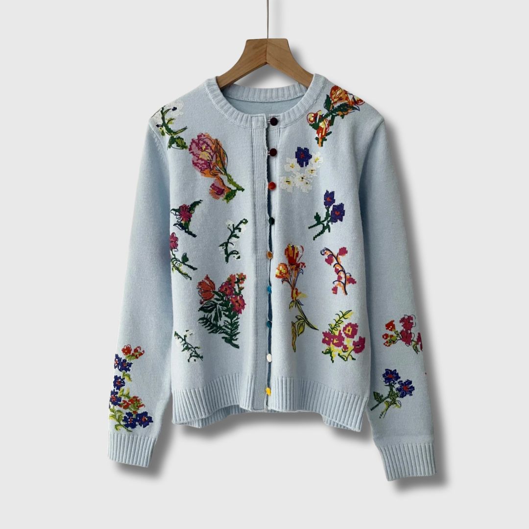 Astrid | Blomstret Cardigan med Knapper