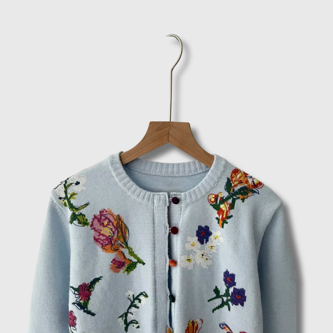 Astrid | Blomstret Cardigan med Knapper