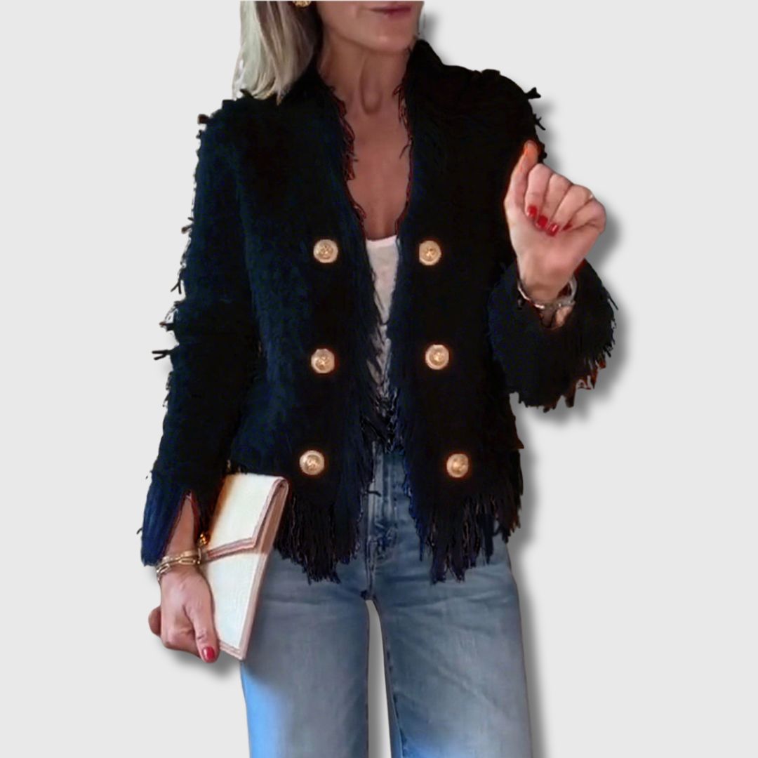 Soline | Cardigan med Frynser og Eleganse