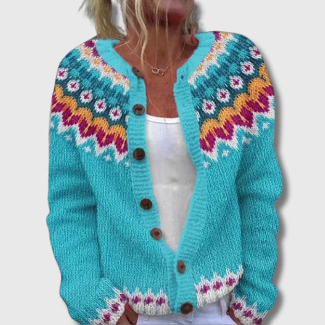 Malin | Mønstret Cardigan med Knapper