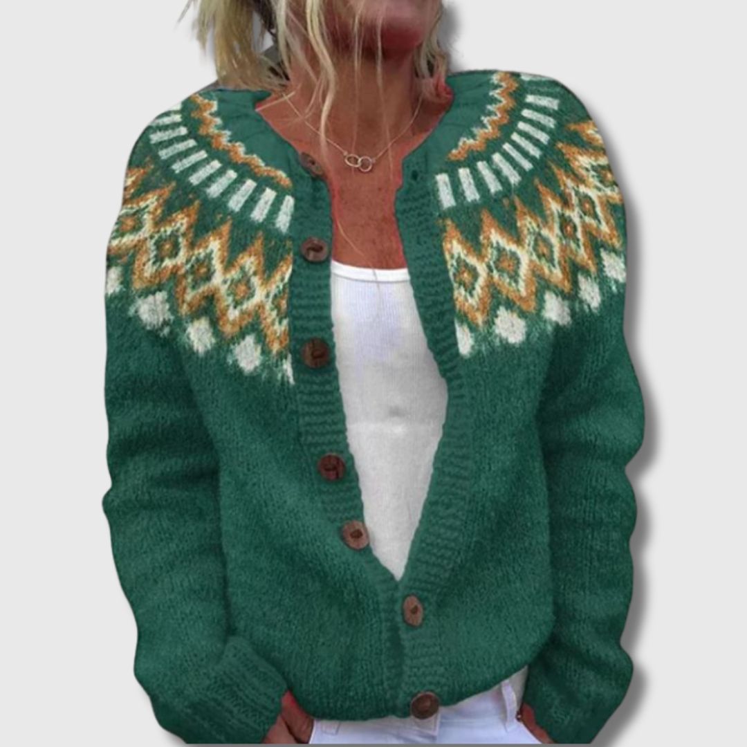 Malin | Mønstret Cardigan med Knapper