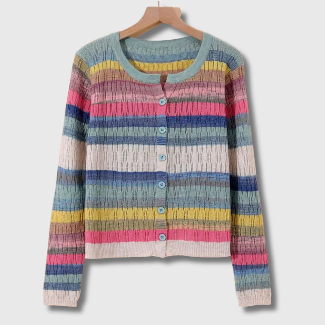 Åshild | Stripet Cardigan med Knapper