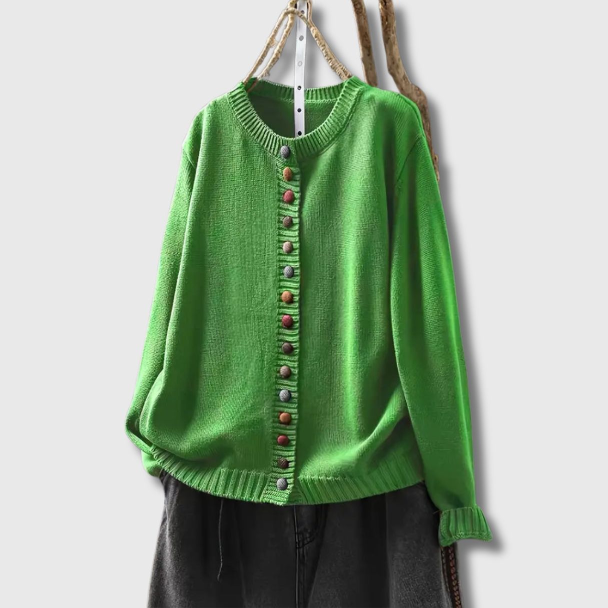 Kristine | Cardigan med Fargerike Knapper