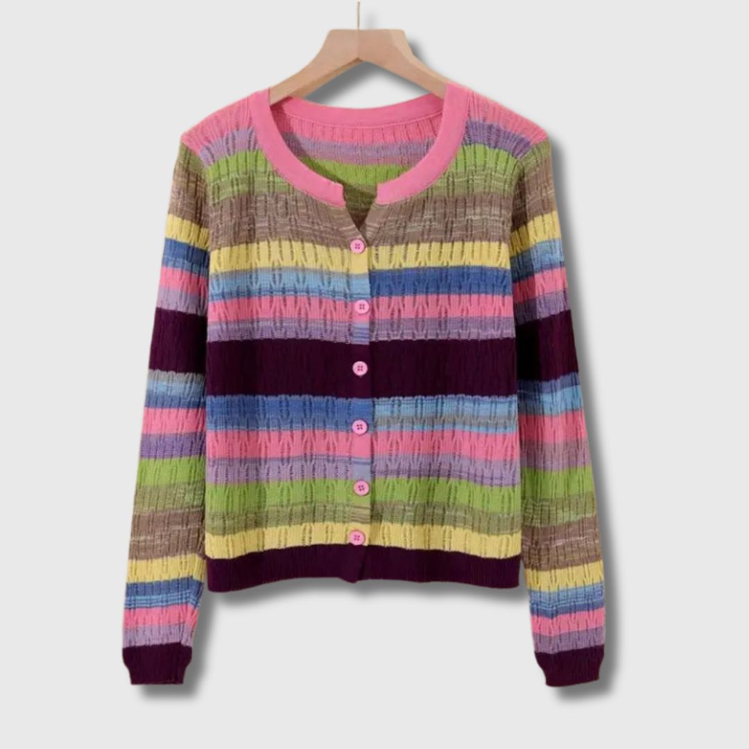 Åshild | Stripet Cardigan med Knapper
