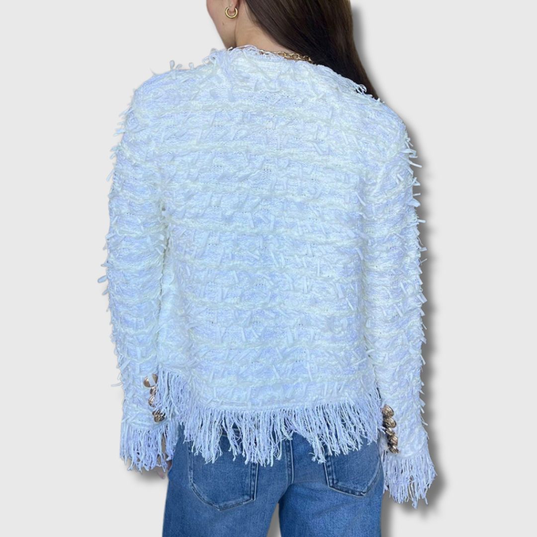 Soline | Cardigan med Frynser og Eleganse