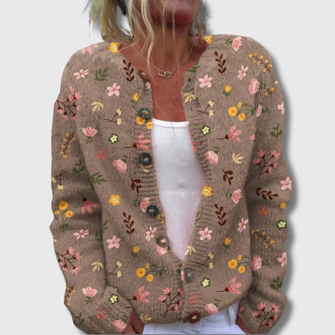 Vilde | Blomstret Cardigan med Knapper