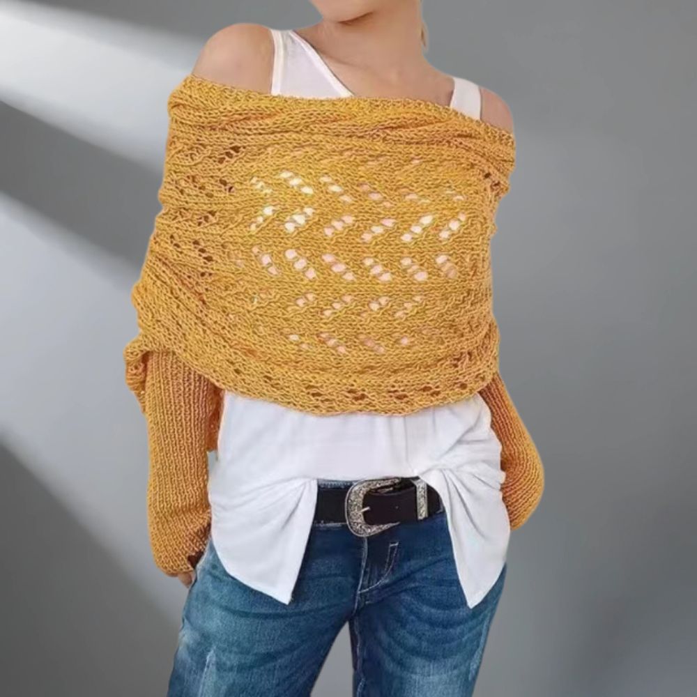 Alfhild | Strikket Poncho med Unikt Preg