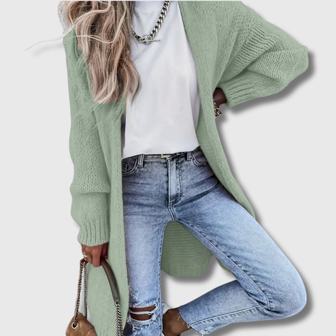 Vågset | Lang Ribbestrikket Cardigan for Kvinner