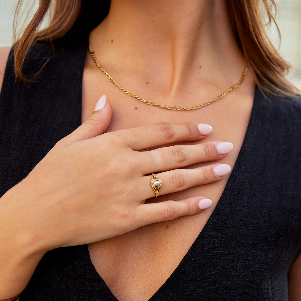 Dorothée | Vintage Kongelig Ring I Perle