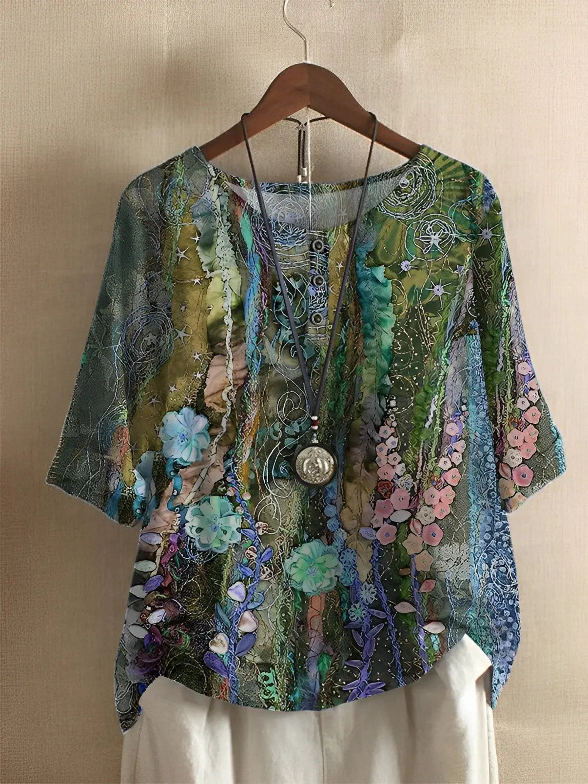 Isolde | Fiber Art A-linjet blomster-T-skjorte