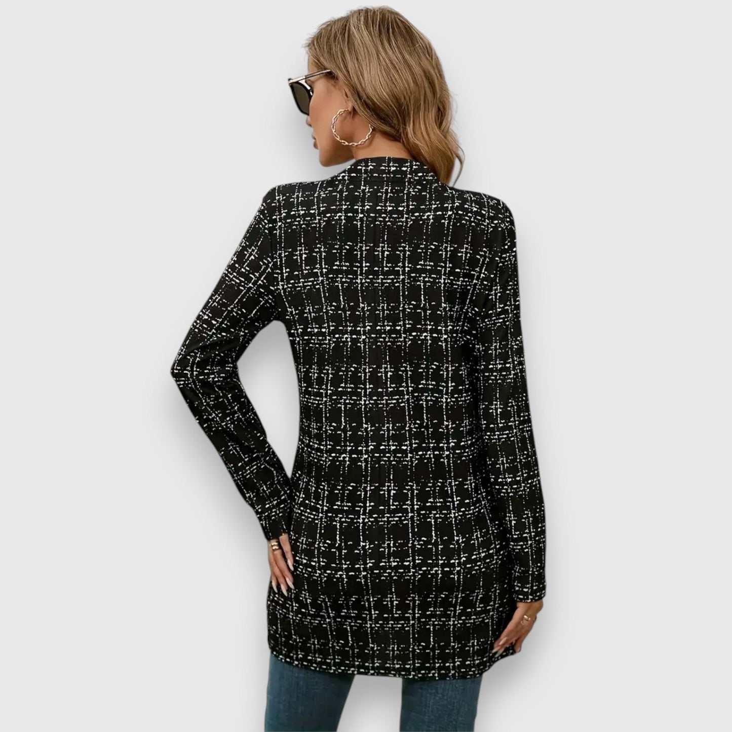 Grete | Elegant Lang Mønstret Jakke