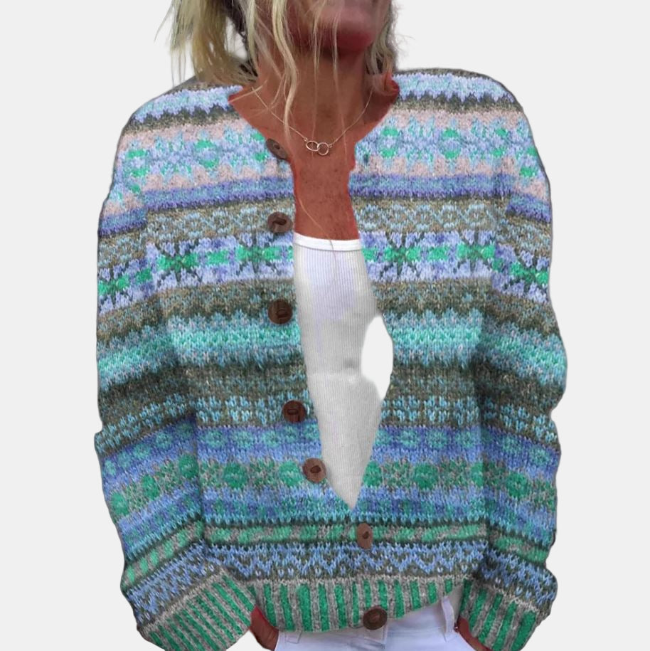 Adelina | Trykt Blå Cardigan