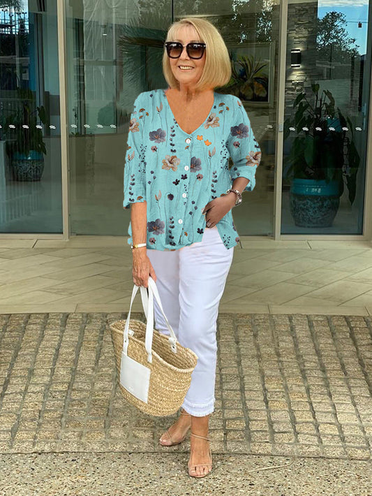 Bjørg | Blomstra bluse med avslappa eleganse