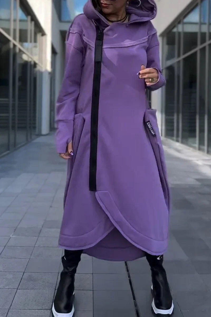 Nanna | Lang Hoodie-Kjole med Moderne Snitt