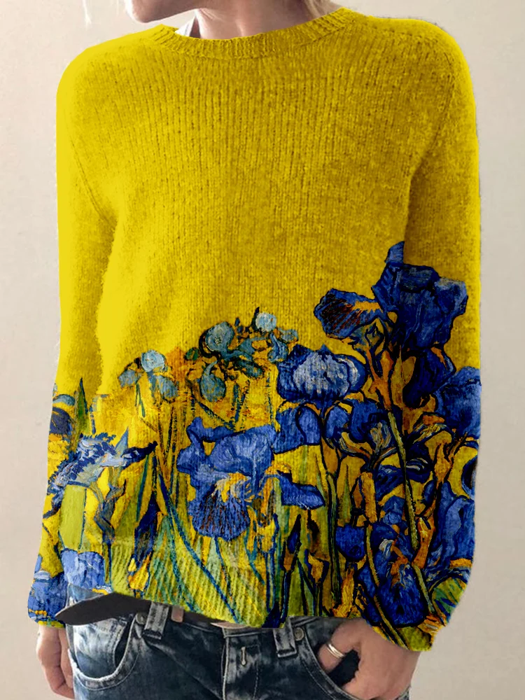 Gunhild | En koselig genser med grafikk inspirert av kunsten til Classy Irises