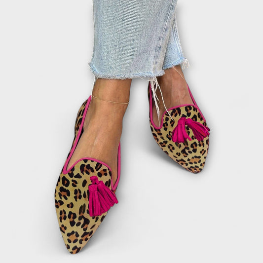 Bronte | Loafers med frynser og dyreprint
