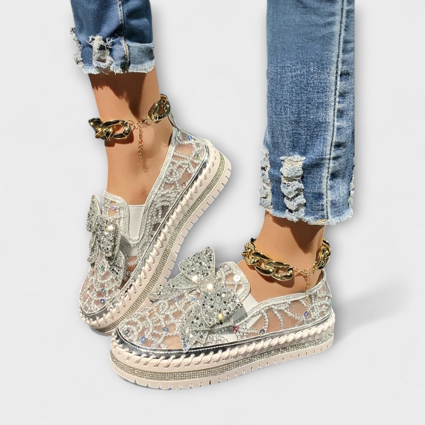 Rue | Slip-on med blonde og sløyfedetaljer