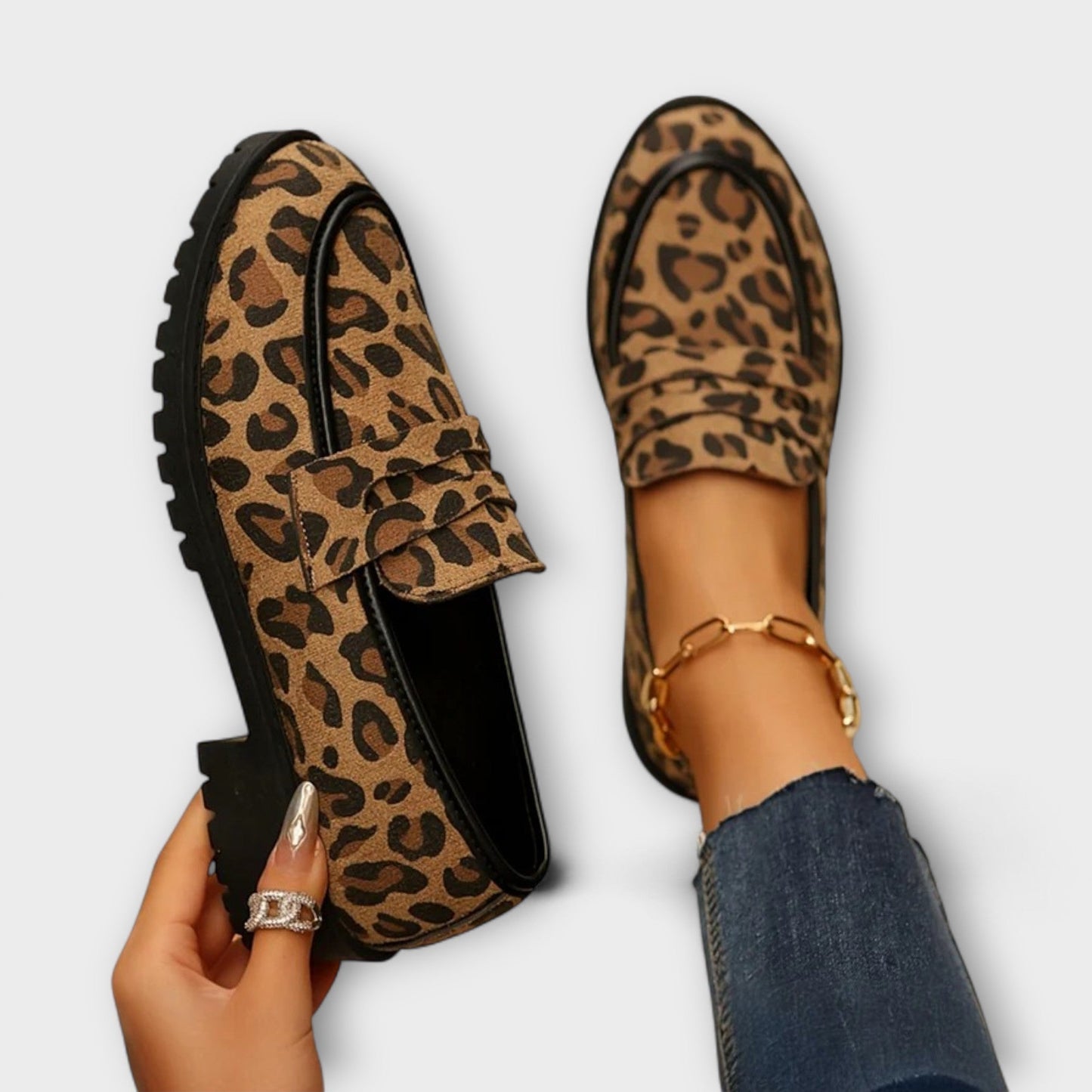 Mireille | Loafers med dyreprint og markert kant