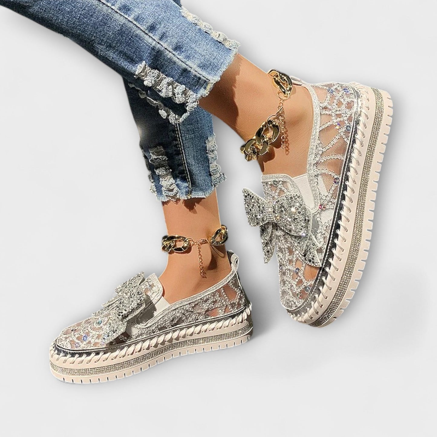 Rue | Slip-on med blonde og sløyfedetaljer