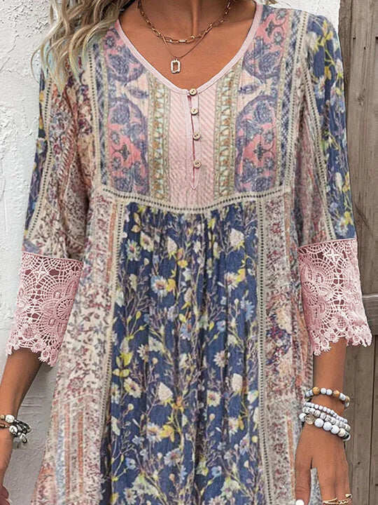 Alvhilde | Vintage Printed Blondekjole