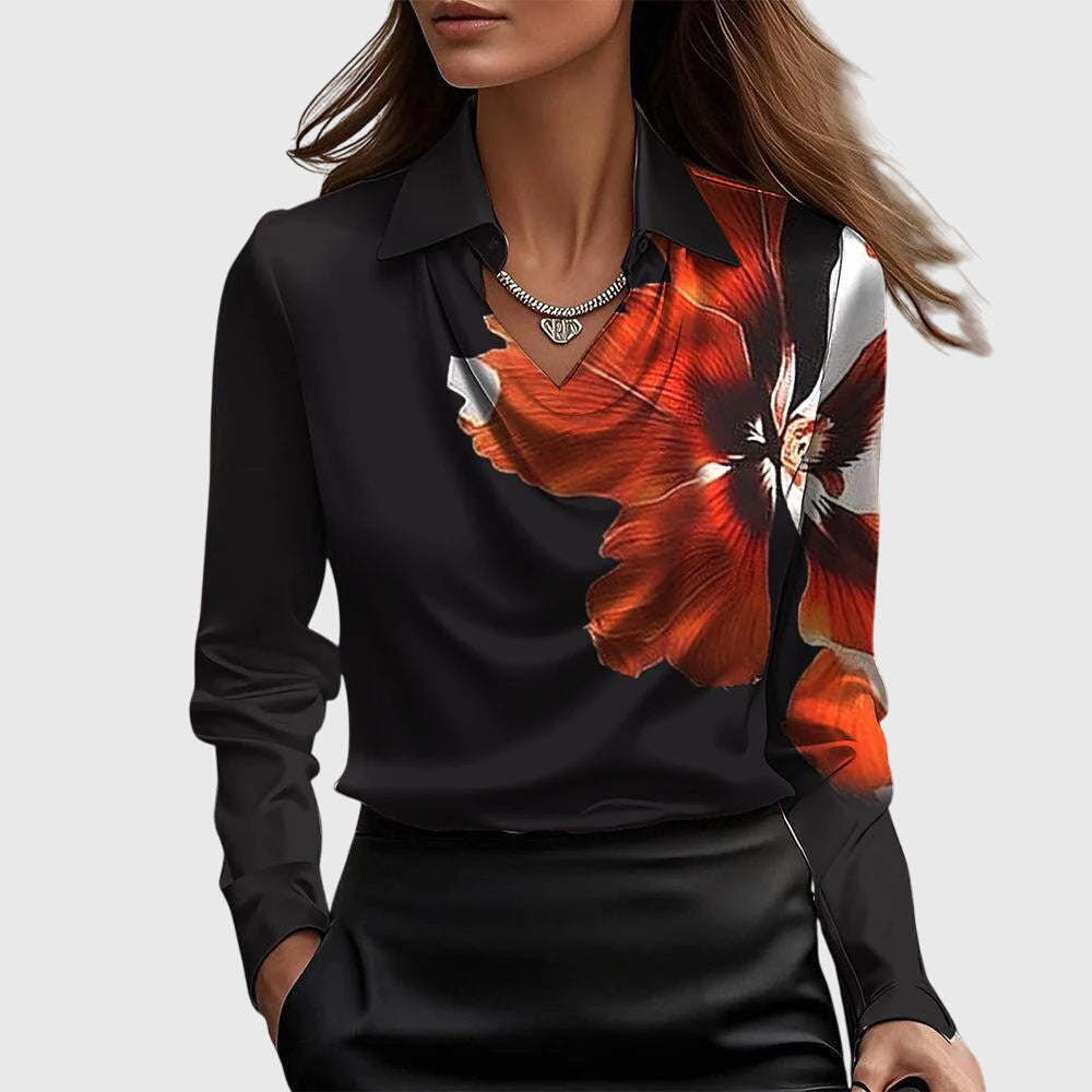 Elgul | Elegant Bluse med Blomsterprint