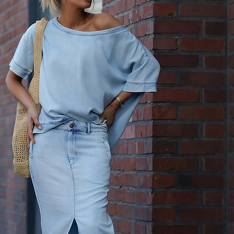 Ljosfrida | Off Shoulder Denim Sett