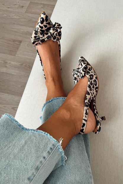 Gjøril | Stiletthæler med sløyfe og leopardmønster