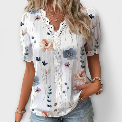 Thyra | Tidlause Bluse med V-hals