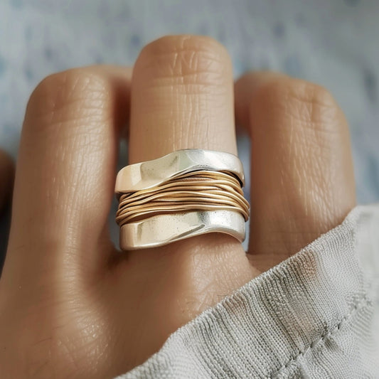 Thérèse | Ring I Sølvbelagt Gulltråd