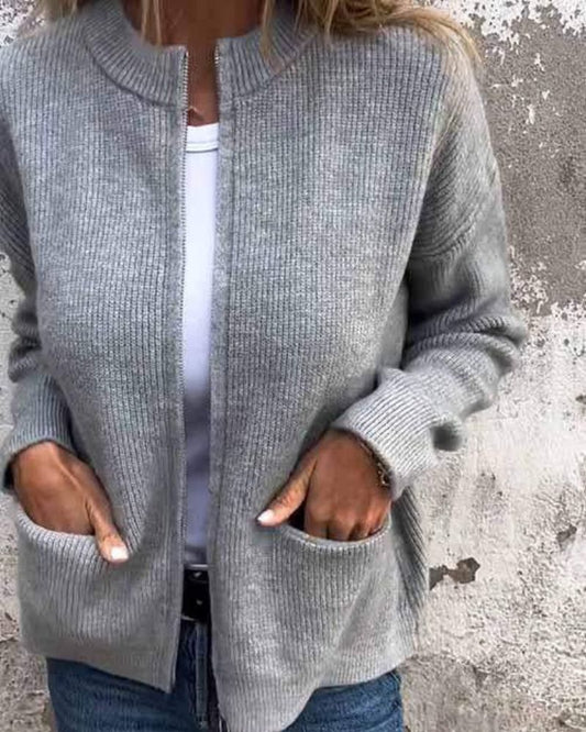 Tovhilda | Cardigan med Glidelås og Lommer