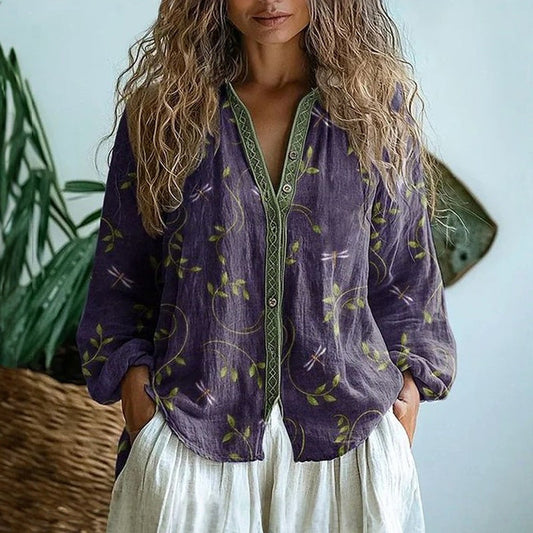 Eivina | Bohemsk Bluse med Unikt Mønster