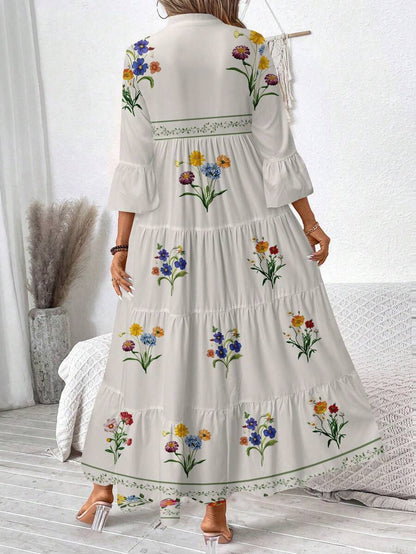 Hegfrid | Blomstrete Bohemkjole I Full Lengde
