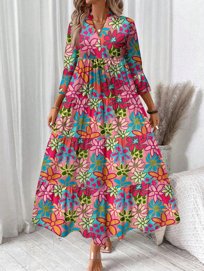 Hegfrid | Blomstrete Bohemkjole I Full Lengde