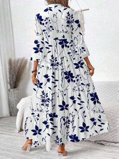 Hegfrid | Blomstrete Bohemkjole I Full Lengde
