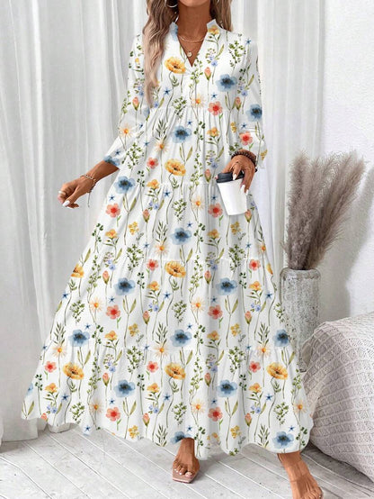 Hegfrid | Blomstrete Bohemkjole I Full Lengde