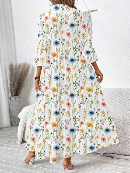 Hegfrid | Blomstrete Bohemkjole I Full Lengde