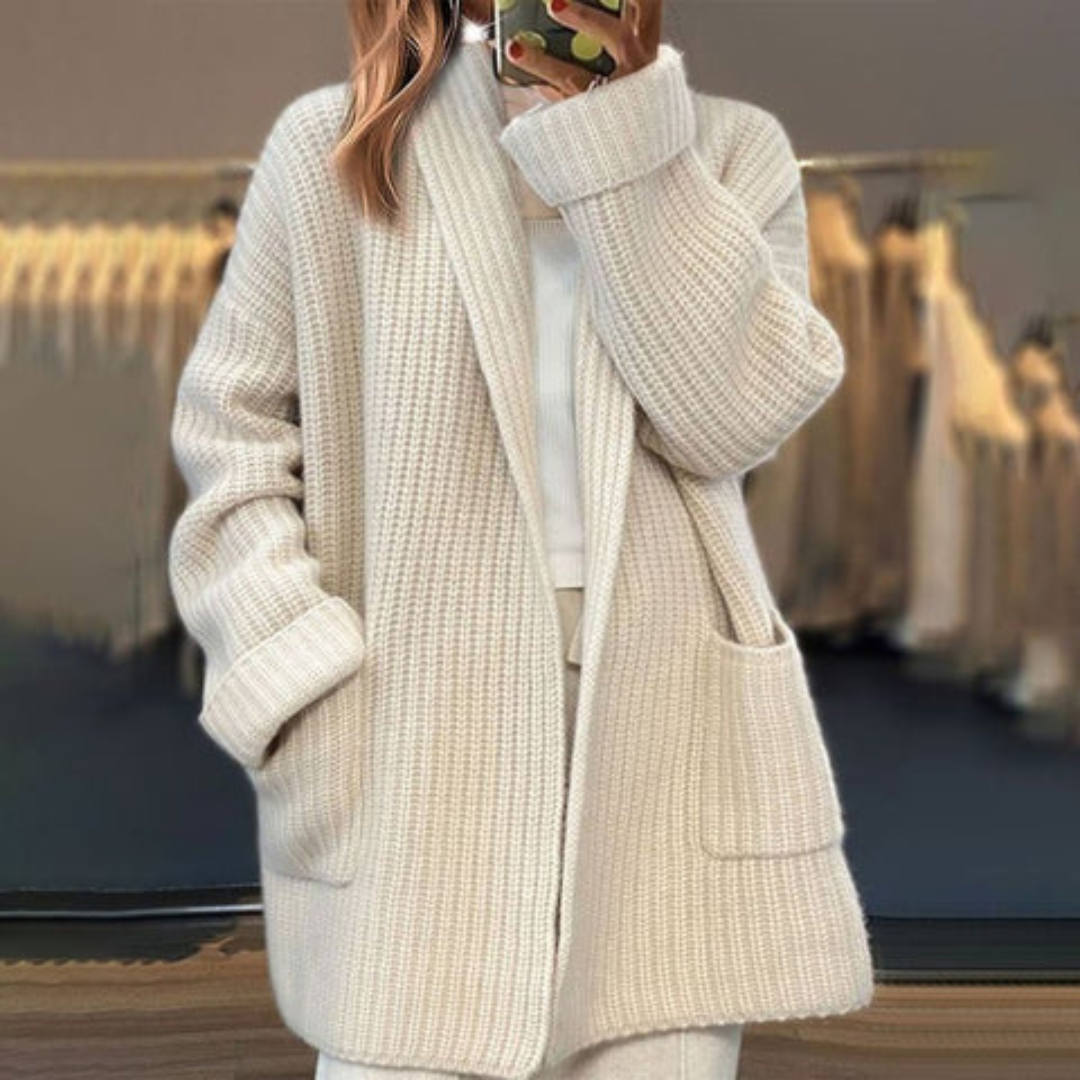 Eldrid | Avslappet Cardigan med Lommer