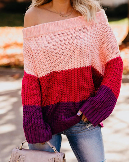 Dame Off Shoulder Casual Langermet Genser