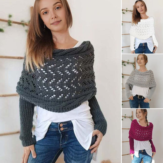 Alfhild | Strikket Poncho med Unikt Preg