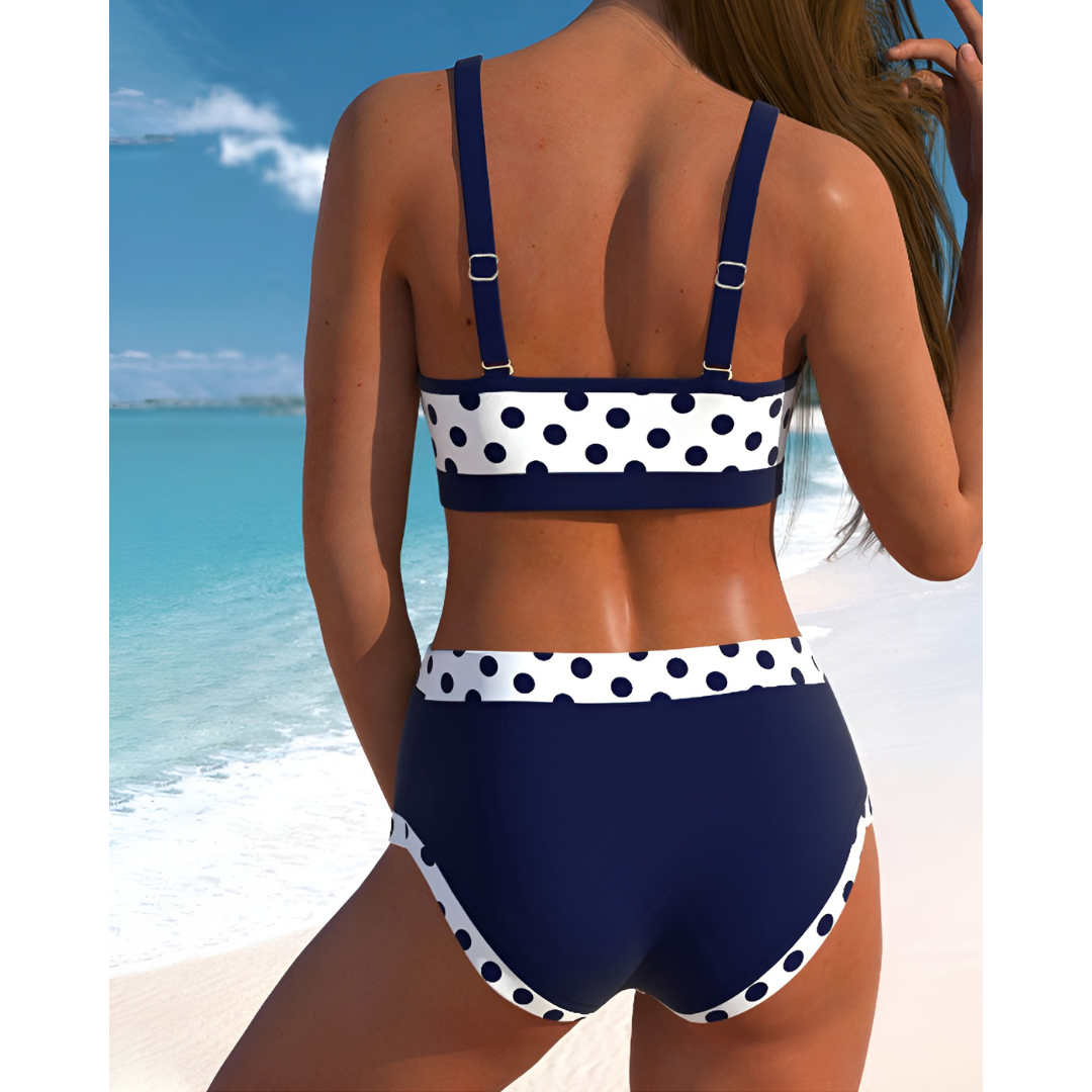 Elizabeth - Høy Midje Prikket Patchwork Bikini