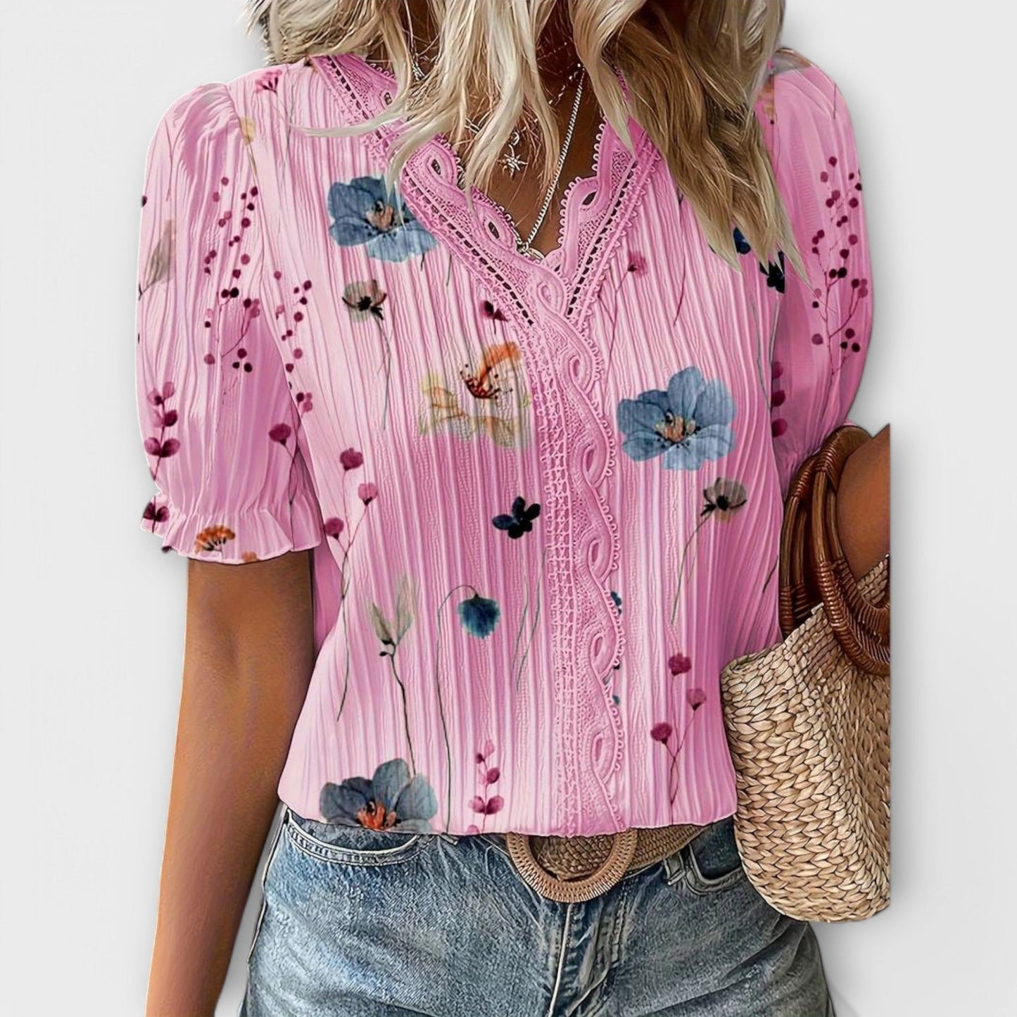 Thyra | Tidlause Bluse med V-hals